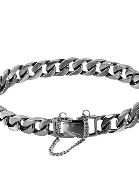 古晶韩版简约古巴纯银手链男女士