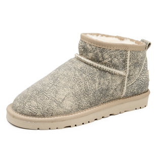 2024新款雪地靴女低帮同款牛皮毛一体冬季百搭加厚短筒棉鞋女款