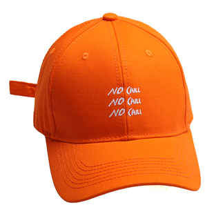 欧美夏天潮牌个性硬顶男女百搭黑白橙色鸭舌帽原宿街舞棒球帽子