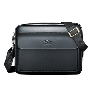 男包商务真皮背包A4文件男士包包休闲韩版男生牛皮横款单肩斜挎包