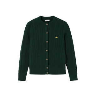 【绞绞者】GANT/甘特25秋冬新款女纯棉圆领毛衣绞花针织开衫外套