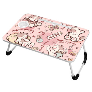 可爱卡通猫咪床上小桌子儿童学习桌可折叠小桌板宿舍学生写作业冬天炕桌笔记本电脑支架床上用写字桌懒人桌