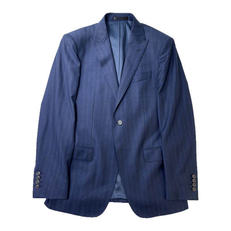 报喜鸟双开衩竖条纹西服西裤