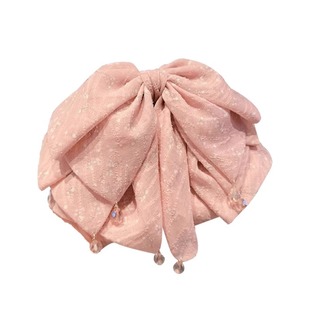 粉色高马尾抓夹女高级感2025新款后脑勺法式气质半扎发蝴蝶结头饰