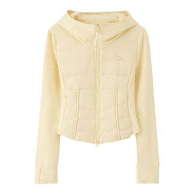 NMORE设计师品牌 25冬季新款 鹅黄色拼接修身轻便鹅绒服