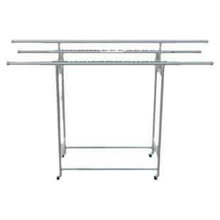 304不锈钢晾衣架落地加粗厚可移动伸缩折叠家用室外内阳台晒被子