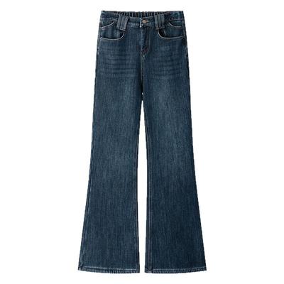 松紧高腰加绒休闲喇叭裤