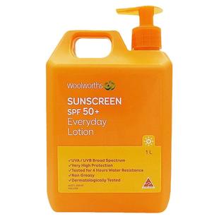 澳大利亚直邮Woolworths防晒霜清爽不油腻家庭装SPF50+防水防汗1L
