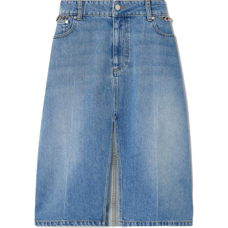 【618狂欢】Stella Mccartney 春女链条缀饰牛仔布中长半身裙