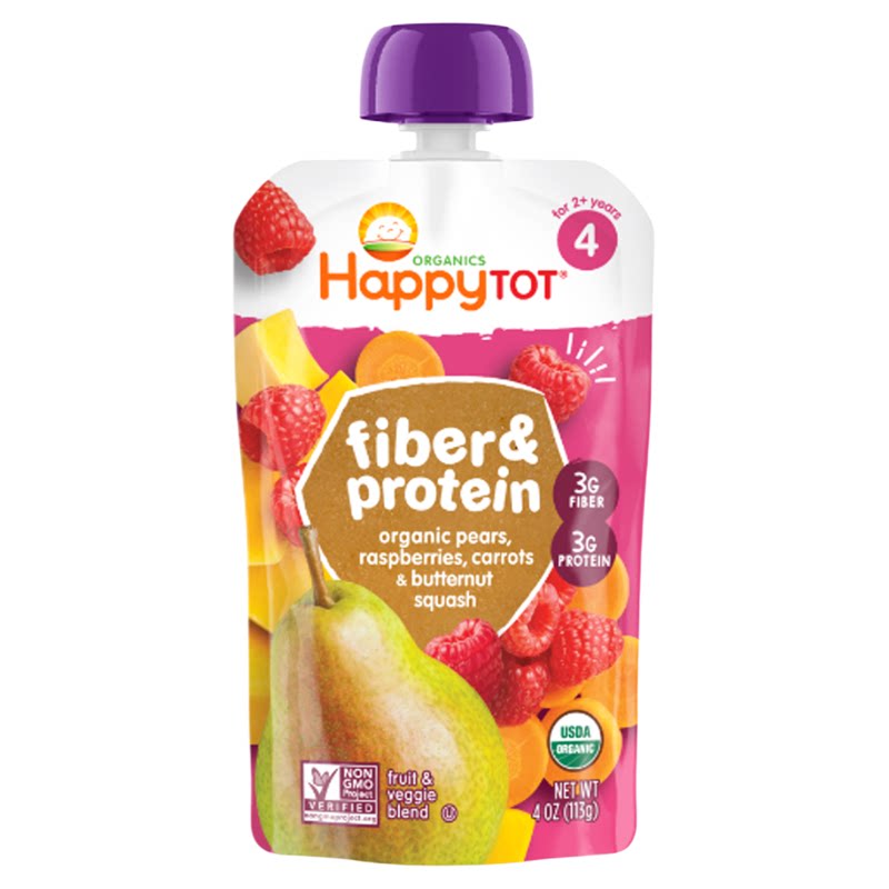 禧贝happy baby有机营养梨树莓胡萝卜油胡桃果泥113g宝宝2岁+辅食