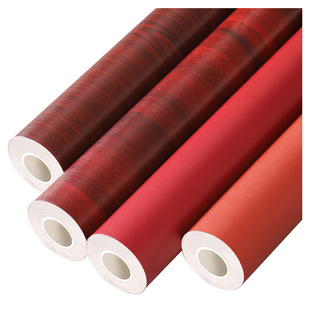 红墙纸纯色防水贴纸餐厅背景墙中国壁纸自带胶婚庆即时贴防潮