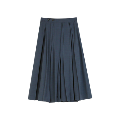 solighter法式中长款百褶半身裙