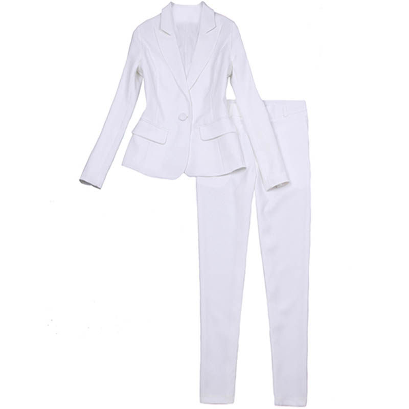 春秋新款洋气小西服女时尚套装名媛气质修身西装职业白色上衣319