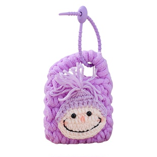 手工编织成品耳机收纳包毛绒可爱女孩针织零钱包钥匙扣挂件小饰品