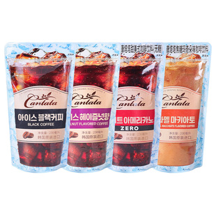 韩国进口乐天康塔塔咖啡cantata冰美式黑咖啡液袋装液体拿铁饮品