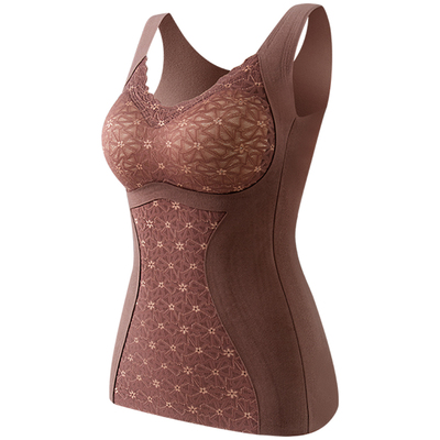 双面磨绒背心胸罩一体式内衣女性