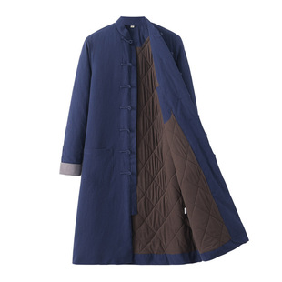 中国风中长款唐装男棉袄冬装棉服中式棉衣棉麻盘扣外套潮复古男装