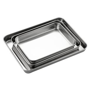 onlycook 304不锈钢肠粉蒸盘商用长方形盘子凉皮盘家用托盘餐盘
