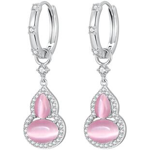 ZEGL真柳福禄系列猫眼石葫芦耳环女轻奢高级敢耳坠绿松石耳饰新款