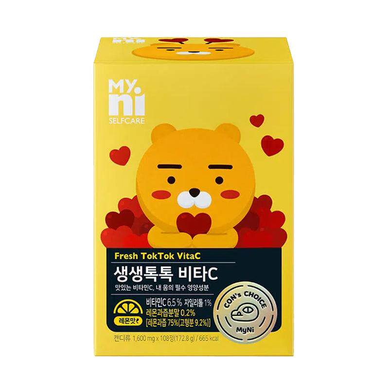 韩国MYNI日东维生素C咀嚼片儿童孕妇VC片小熊维C片108片独立包装