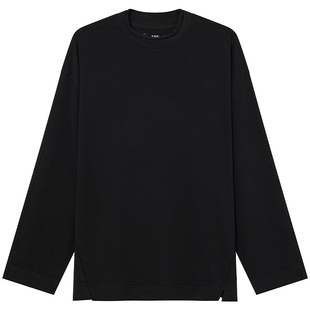 JDV男装商场同款春秋新款黑色莱赛尔棉圆领长袖T恤STA5302