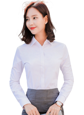 长袖加绒加厚工作服保暖白色衬衫