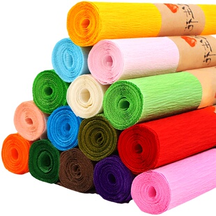 皱纹纸手工花材料褶皱纸彩色加厚纸艺花幼儿园手揉白色花艺邹纹纸