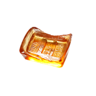 梁明毓古法琉璃丨金锭子复古风元宝造型茶枕笔搁茶针匙架茶道摆件