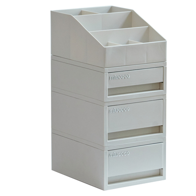 组合叠加省空间，办公桌面收纳盒