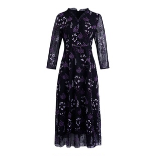 黛玛诗网纱绣花连衣裙26春新款气质优雅宴会礼服裙女中长款高端