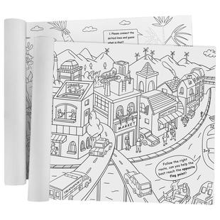 mideer弥鹿画画儿童涂色巨幅超长10十米涂鸦画卷大画纸蜡笔绘本