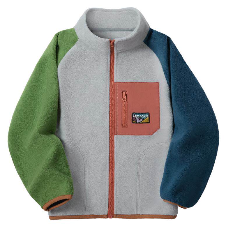 柠檬宝宝童装儿童摇粒绒外套秋装男童女童百搭小立领撞色上衣