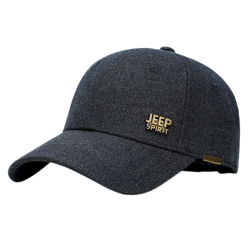 JEEP吉普冬季鸭舌帽男女硬顶加厚棒球帽子秋冬遮阳帽休闲棒球帽