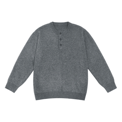 灰色亨利领加厚毛衣内搭男生秋冬季2025新款宽松高级感针织衫上衣