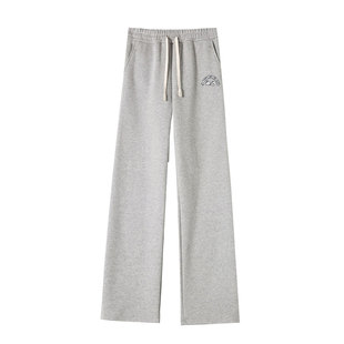 青少年瘦高个大长腿裤子女秋冬加绒阔腿初中高中学生加长版运动裤