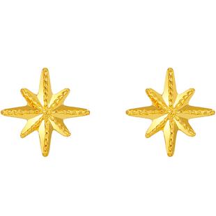 周六福黄金耳钉计价5G足金六芒星耳饰礼物甜酷少女第二代系列