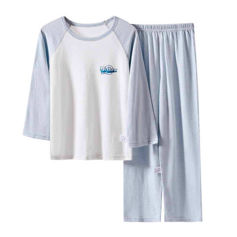 儿童睡衣纯棉夏季薄款男童女童家居服套装a类全棉宝宝小孩空调服