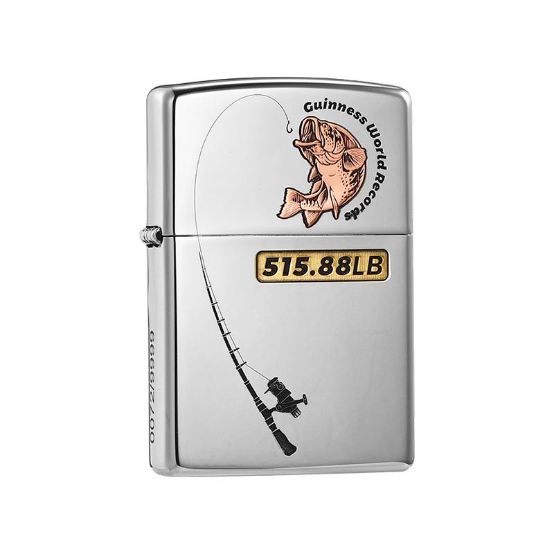 Zippo深雕吉尼斯路亚钓鱼打火机