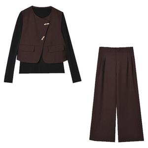 2025年秋装Outlets专柜 KA系列打底长袖上衣+马甲+长裤三件套装女