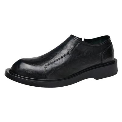 防滑耐磨休闲皮鞋厚底圆头休闲