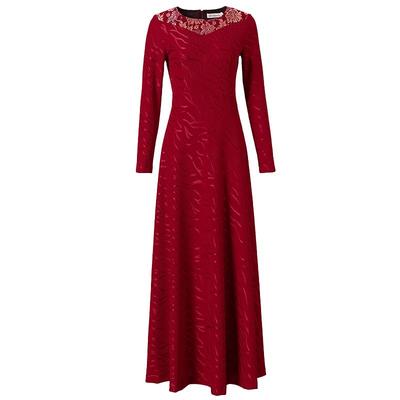 酒红色修身长袖优雅拉佰缇