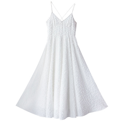 提香收腰长裙V领高腰连衣裙女