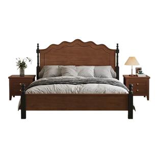 highcook美式复古实木床高级感主卧双人床法式床现代简约卧室大床