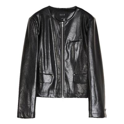 ELLE黑色高智感短款皮外套