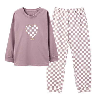 春秋季薄款可外穿长袖纯棉睡衣女