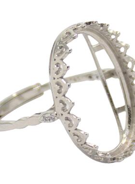 男女款S925纯银包边镶嵌戒指空托