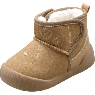 牧童童鞋宝宝雪地靴男童2025冬季新款卡通软底女童加厚保暖大棉鞋