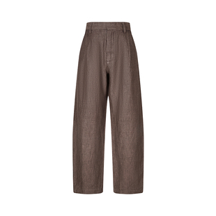 [弯刀裤/亚麻]速写男装早春新款男士色织宽松长裤时髦休闲通勤