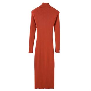 秋冬加绒加厚毛衣女长款高领修身包臀过膝打底长裙风衣内搭连衣裙