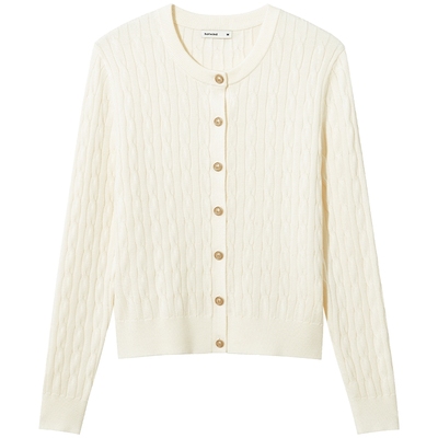 2025年秋季新款女士绞花圆领开衫